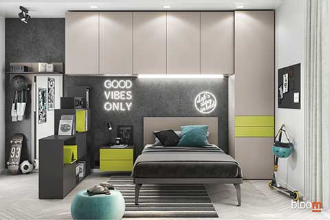 Armadio a ponte con letto a terra e Consolle